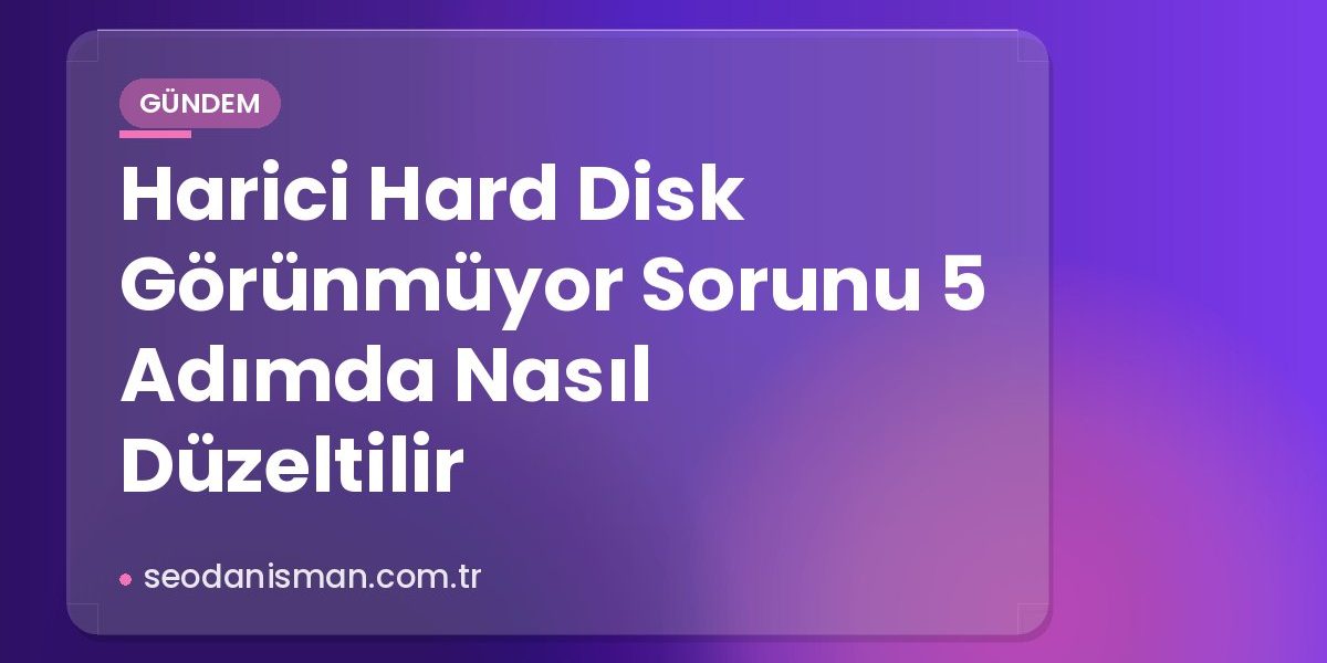 Harici Hard Disk Görünmüyor Sorunu 5 Adımda Nasıl Düzeltilir